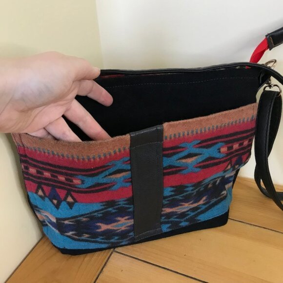 Hand Crafted Southwestern Print Fabric Shoulder Bag Purse Original by Louise - Picture 2 of 11